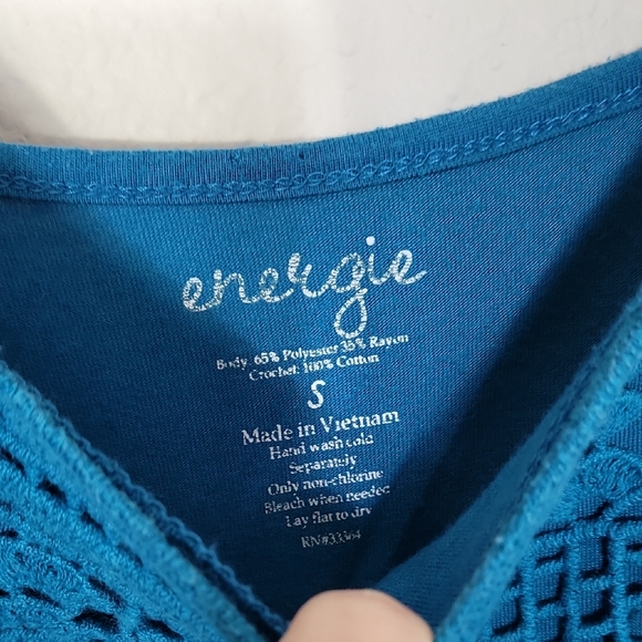 Y2K Energie Babydoll Crochet Knit Top Size S Teal Blue Twilight Core Elena Goth - Picture 6 of 11